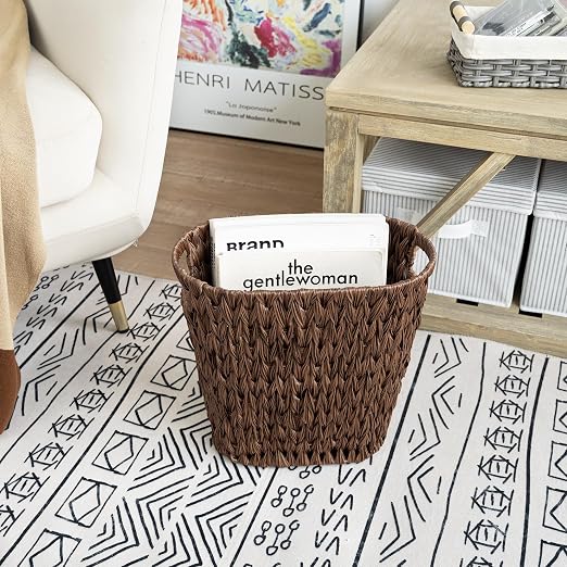 GRANNY SAYS Wicker Waste Basket, Waterproof Bathroom Trash Can, Bedroom Can, Durable Wastebasket with Handles, 19 Liters/5 Gallons - Image 7
