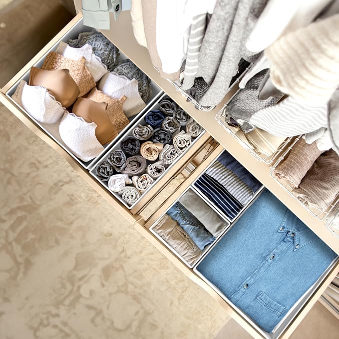 Simple Houseware Underwear Drawer Organizer for Lingerie/Undergarment/Bra/Panty/Sock/Onesie, Set of 6, Gray - Image 5