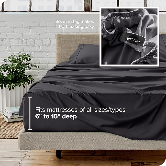 Bare Home King Sheet Set - 1800 Ultra-Soft Microfiber King Bed Sheets - Double Brushed - Deep Pockets - Easy Fit - 4 Piece Set - Bedding Sheets & Pillowcases (King, Forged Iron Grey)