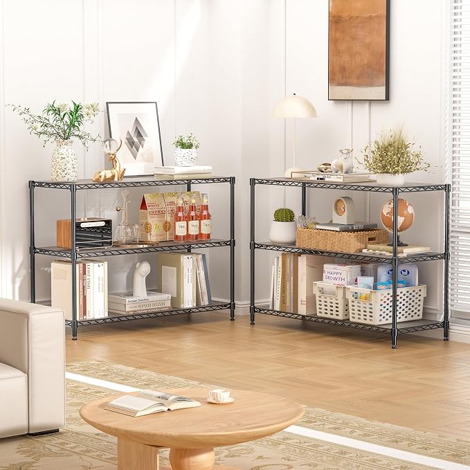 795LBS 3-Shelf Adjustable Storage Shelves 35.1" W x 14" D x 36" H Metal Shelving Unit Heavy Duty Wire Rack Small Organizer with Shelf Liners for Kitchen Pantry Bathroom Closet Garage Black - Image 9