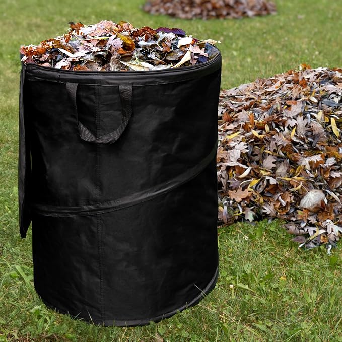 Collapsible Trash Can - 46-Gallon Garbage Can Outdoor Bin with 3 Stakes for RV, Camping, Storage, Recycling, or Yard Waste by Wakeman Outdoors (Black) - Image 7