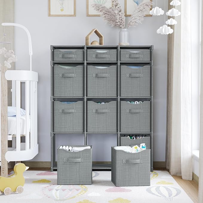 Cube Storage Organizer with Storage Bins Included - The Perfect Closet Organizers and Storage Solution. Includes 12 Storage Cubes, Great For Toy Storage, Closet Storage, Clothes Storage (Grey) - Image 6