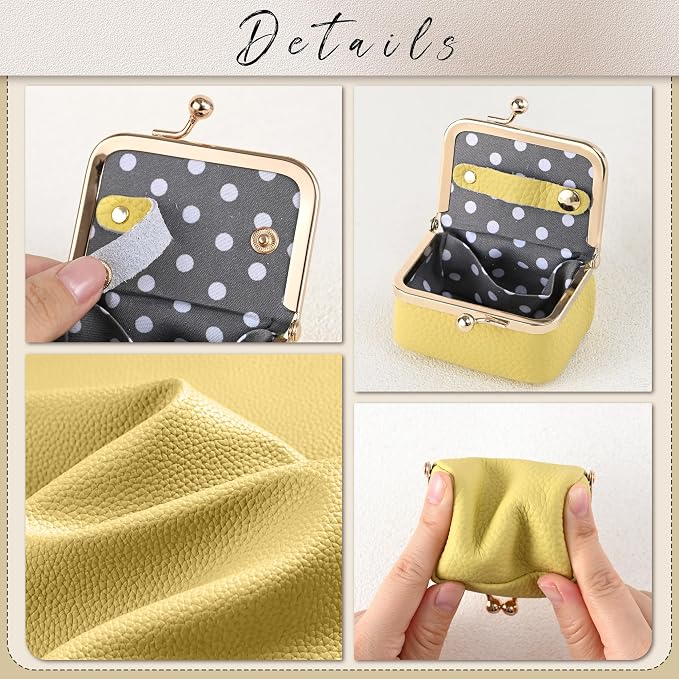 Zivyes Mini Jewelry Box Travel Small Coin Purse Organizer Case Genuine Leather Tiny Size (B-yellow) - Image 4