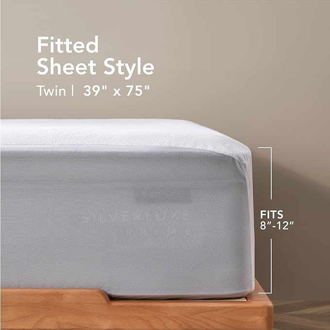 Epitex Waterproof Mattress Protector Twin Size, Ultra Soft and Breathable Mattress Cover with Deep Pocket for 8-12 Inches Mattress, Machine Wash, White