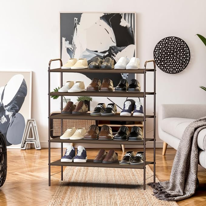 Simple Houseware 5-Tier Shoe Rack Storage Organizer, Bronze - Image 2