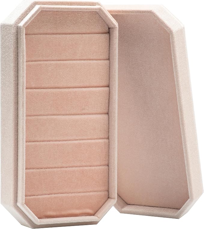 Velvet Ring Organizer Display Tray Jewelry Box Earring Holder Case for Wedding Birthday Christmas Day (Light Pink) - Image 4