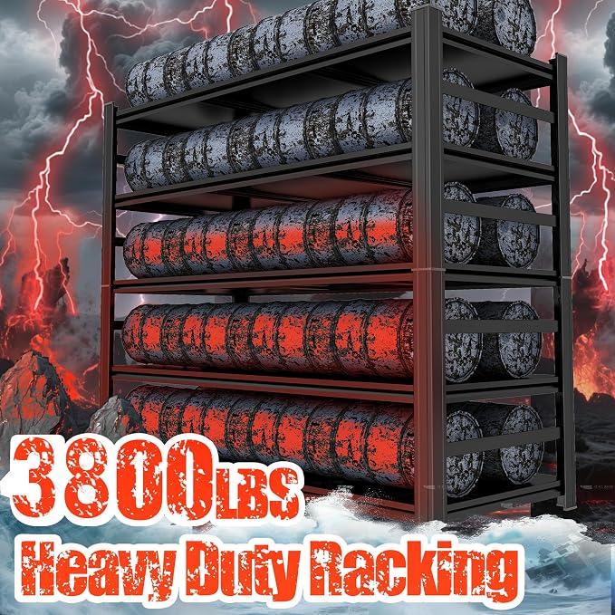 PRESTELION 87" H Garage Shelving 5 Tier Storage Shelves Heavy Duty 3800LBS Adjustable Shelf Unit Metal Garage Shelving for Warehouse Industrial Basement, 87" H x 48" W x 24" D, Black - Image 3