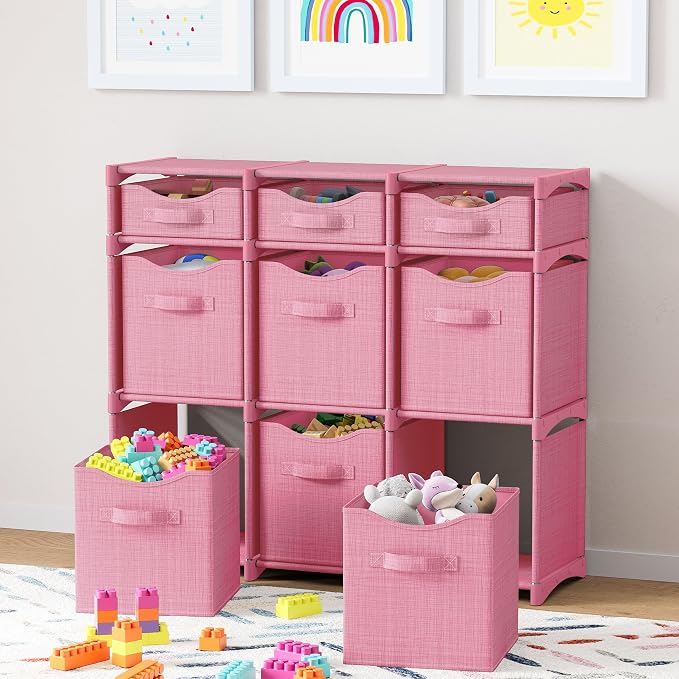 Cube Storage Organizer with Storage Bins Included - The Perfect Closet Organizers and Storage Solution. Includes 9 Storage Cubes, Great For Toy Storage, Closet Storage, Clothes Storage (Pink) - Image 3