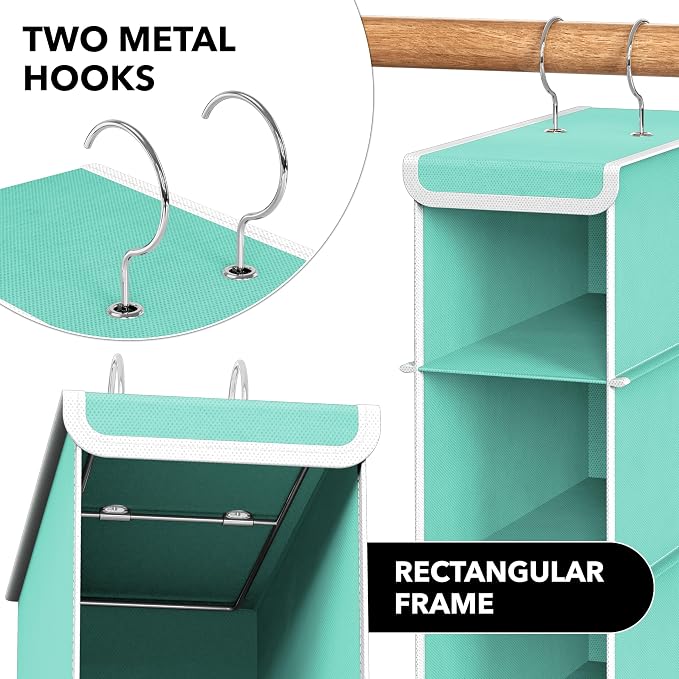 Simple Houseware 10 Shelves Hanging Shoes Organizer Holder for Closet, Turquoise - Image 6