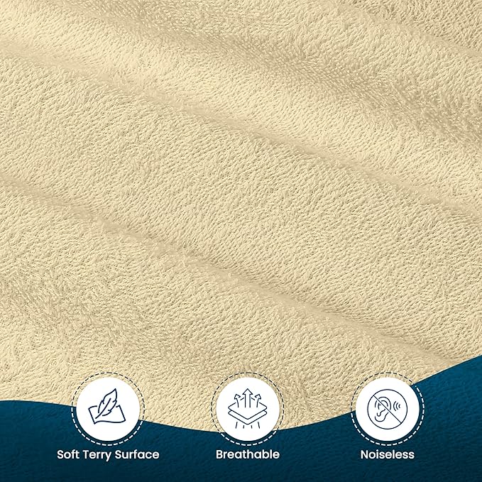 Queen Size Mattress Protector Waterproof, Premium 200 GSM Terry Mattress Cover, Soft & Breathable Bed Cover, Fitted Sheet Style Stretchable Deep Pockets 17" by Utopia Bedding (Beige)