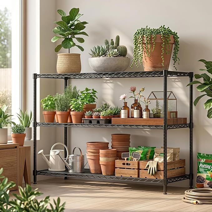 795LBS 3-Shelf Adjustable Storage Shelves 35.1" W x 14" D x 36" H Metal Shelving Unit Heavy Duty Wire Rack Small Organizer with Shelf Liners for Kitchen Pantry Bathroom Closet Garage Black - Image 7