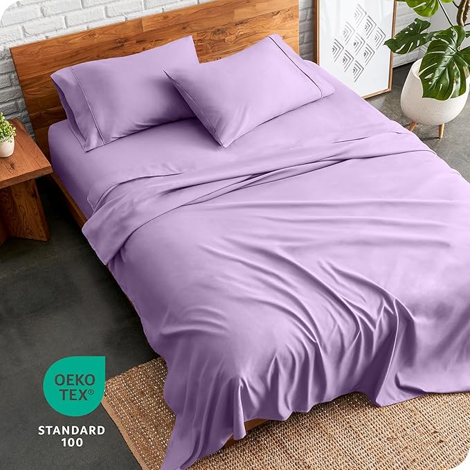 Bare Home Queen Sheet Set - 1800 Ultra-Soft Microfiber Queen Bed Sheets - Double Brushed - Deep Pockets - Easy Fit - 4 Piece Set - Bedding Sheets & Pillowcases (Queen, Lavender)