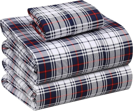 RUVANTI 100% Cotton Sheets – Twin XL Size Percale Bedding, Cooling & Breathable Floral Design, Durable with a Crisp, Soft & Comfortable Feel, 16" Deep Pocket, 3-Piece Set, Prussian