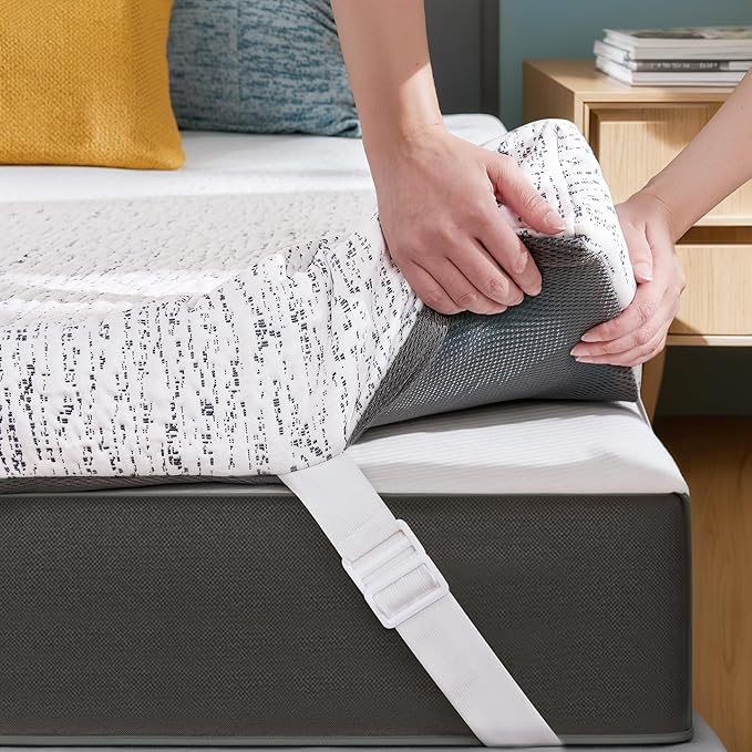 Subrtex Mattress Topper Cover King Size 3 Inch (Only Cover) Mattress Topper Protector Bedding Removable Encasement with Zipper Closure