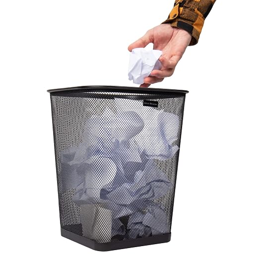 Mind Reader Mesh Trash Can, Waste Paper Basket, Square, Office, Metal Mesh, 9.75" L x 9.75" W x 12.25" H, Set of 4, Black - Image 6