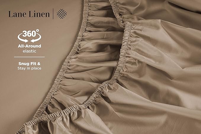 LANE LINEN Split King Sheet Sets for Adjustable Beds - 5 PCs, 600 Thread Count Split King Sheets Set - Sateen Weave King Split Sheets - Split Top King Sheets Set for Adjustable Bed - Taupe
