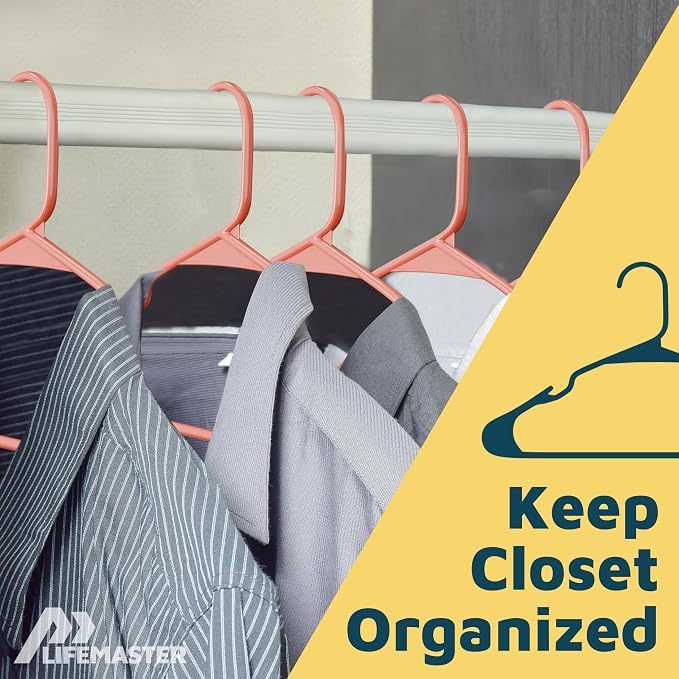 Lifemaster Plastic Clothes Hangers – Heavy Duty Hanger Set, for Organizing Clothes, Dresses, and Coat, Holds Up to 5 lbs, Space-Saving Hangers with Non-Slip Shoulder Grooves, Pack of 10, Dark Brown - Image 5