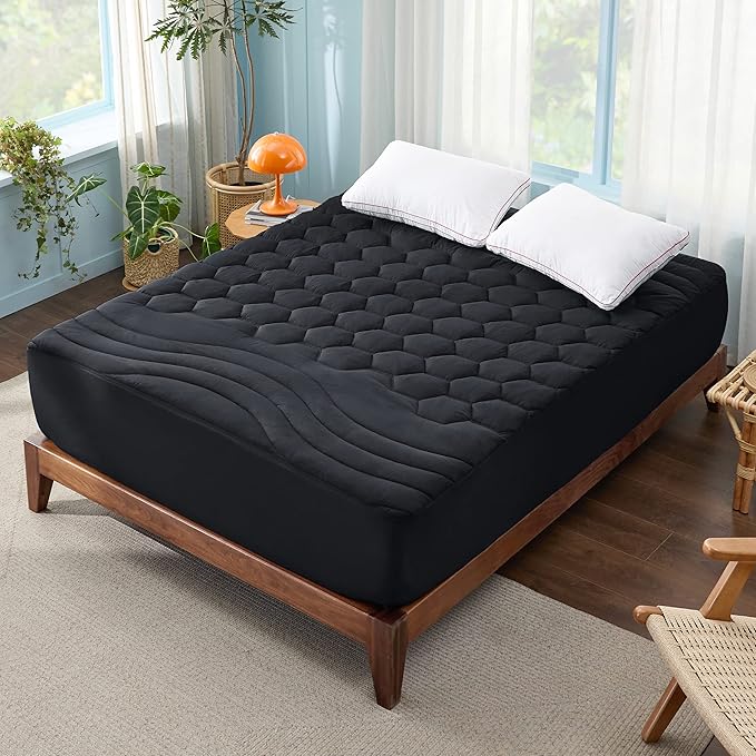 Bedsure Black Twin XL Mattress Pad - Soft Mattress Topper for College Dorm Room Essentials, Extra Long Twin Bed Cover Protector with 8-21 Inches Deep Pocket, Washable, Black, 39x80 Inches