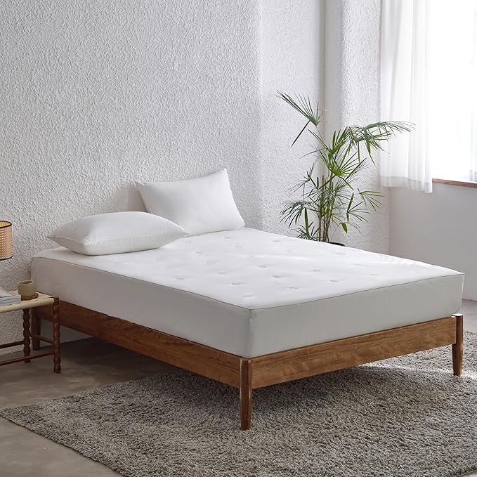 Simple&Opulence Cooling Quilted Mattress Pad – Fitted Sheet Mattress Protector Cover with Elastic Corners, Soft & Breathable, 16 Inch Deep Pocket (Cream Khaki,King)