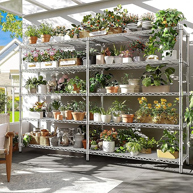REIBII 70" W Wire Shelving Load 1500LBS, Metal Shelving 5-Tier Storage Shelves Metal Shelves for Storage Adjustable Shelving Rack for Pantry Kitchen Commercial School 70" W*15.8" D*72.4" H,Chrome - Image 5