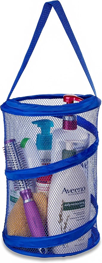 Handy Laundry Foldable Shower Caddy - Collapsible, Portable, Drainage Hole, Carry Handle, Large Compartments. Great Organizer for Camp, Travel, Gym, and Dorm (Blue) by Handy+Laundry