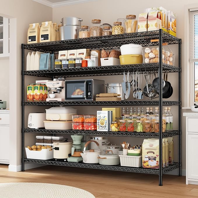 REIBII 3200LBS Storage Shelves 55.5" W Garage Shelving Heavy Duty 5 Tier Adjustable Wire Shelving Unit Metal Shelving for Garage Pantry Commercial Basement,55.5" W X 18''D X 71" H - Image 2