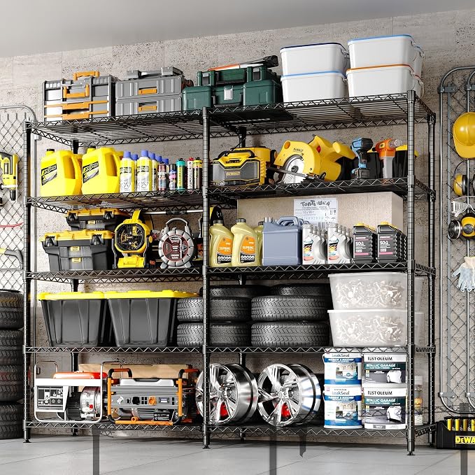 Garvee 71"Wide Storage Shelves Metal Shelving Units 5 Tier, Wire Shelving Rack 1325LBS Heavy Duty Adjustable for Storage, 71"W x 15.8"D x 70.5"H Standing Shelf Unit, for Kitchen Garage Pantry Basement - Image 2