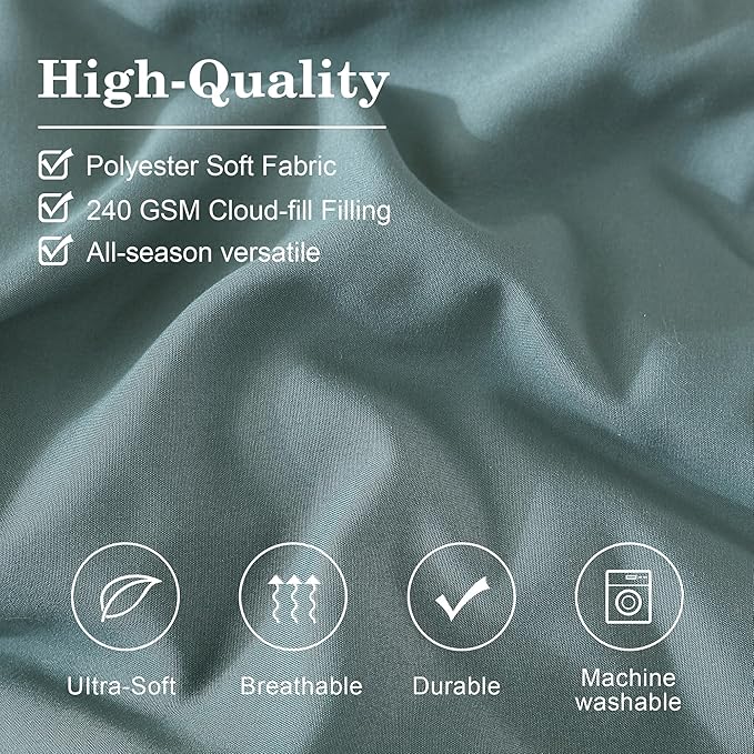 Monbix King Size Comforter Set - 7 Pieces Bed in a Bag King, Blue Green Bedding Sets with Comforter, All Seasons Comforter Bed Set with Sheets, Pillowcases & Shams