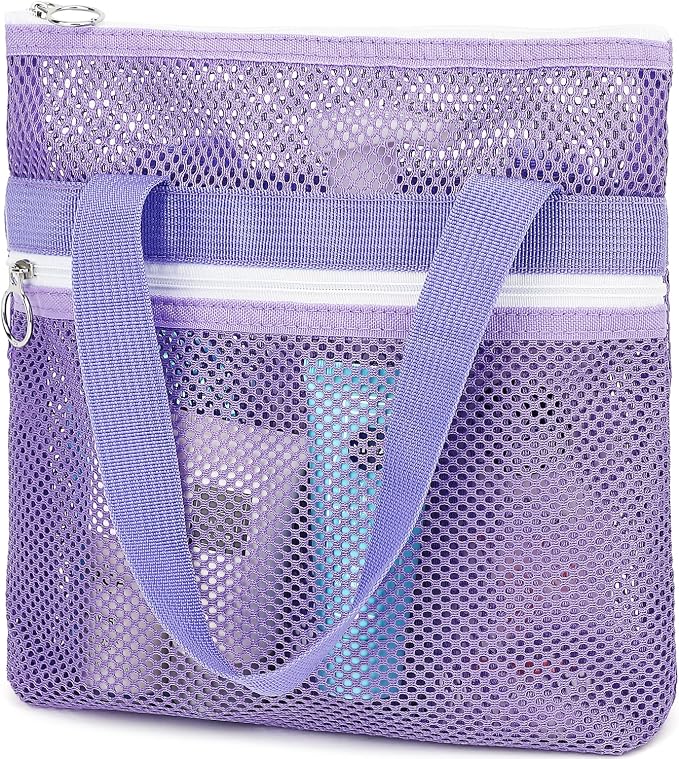 Fammart Mesh Shower Caddy Portable with Zipper & 2 Pockets - Quick Dry Shower Caddy Hanging for Travel Gym Camp Beach - Organizer Bag Bathroom Essentials for College Dorm by Fammart