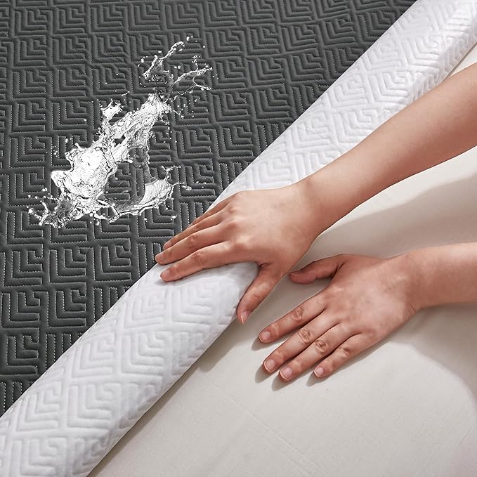 100% TPU Waterproof Mattress Protector Sets with 1 Fitted Sheet & 2 Pillowcases 18 Inches Deep Pocket Breathable Incontinence Pads for Adults Kids Elderly Pets (Black, Twin XL)