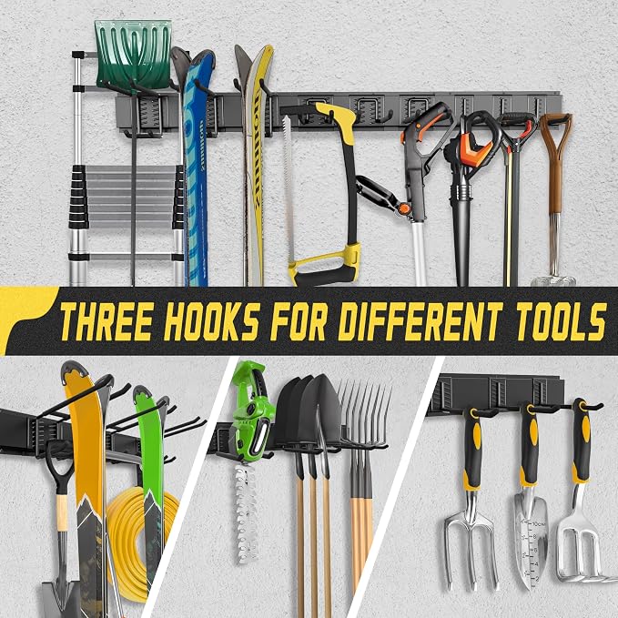 klasit Garage Wall Organizer,15Pack Carries 675 lbs,Garden Tool Organizer 48in With Large Storage Space,Easy Assembly, Sturdy Design,for Efficient Tool Storage Garage Organization | Carries 675 lbs, Easy Assembly, Sturdy Design, Garage Organization - Image 6