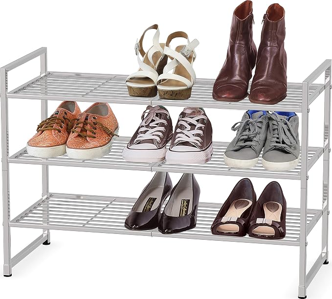 Simple Houseware 3-Tier Stackable Shoes Rack Storage Shelf, Silver by SimpleHouseware