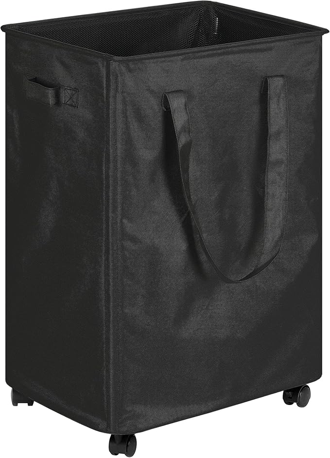 efluky Slim Laundry Hamper with Wheels, Rolling Laundry Basket for Clothes, Small Laundry Basket for Bedroom, Dorm and Laundry Room, 90L (19.8 Gallons) Black by efluky