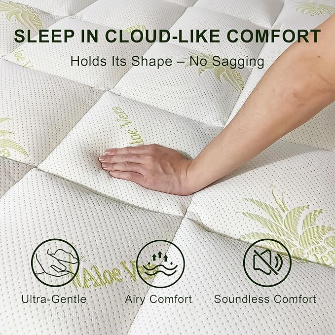 Mattress Topper King Size 1300GMS Aloe Vera & Bamboo Viscose Pillow Top - Extra Thick Padded Mattress Pad & Protector, Ultra Soft & Supportive, Breathable Fitted for 8"-21" Deep Pocke