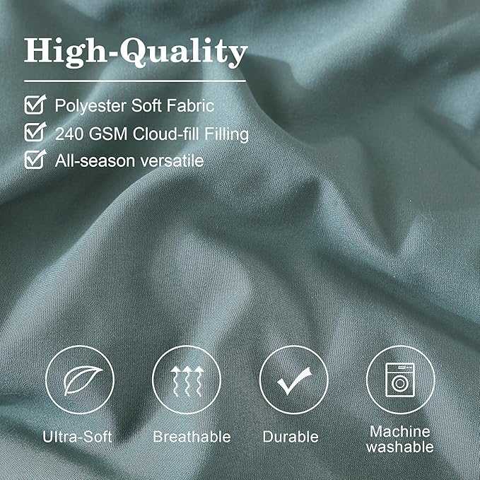Monbix Oversized King Size Comforter Set - 7 Pieces Blue Green Bed in a Bag Oversized King Bedding Sets with Comforters, All Seasons Comforter Bed Set with Sheets, Pillowcases & Shams