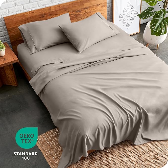 Bare Home Full Sheet Set - 1800 Ultra-Soft Microfiber Full Bed Sheets - Double Brushed - Deep Pockets - Easy Fit - 4 Piece Set - Bedding Sheets & Pillowcases (Full, Khaki)