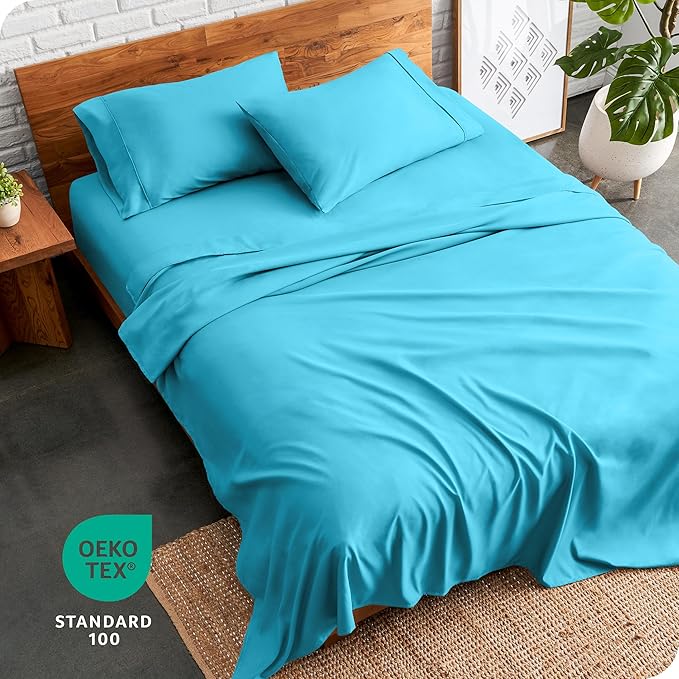 Bare Home King Sheet Set - 1800 Ultra-Soft Microfiber King Bed Sheets - Double Brushed - Deep Pockets - Easy Fit - 4 Piece Set - Bedding Sheets & Pillowcases (King, Aqua)