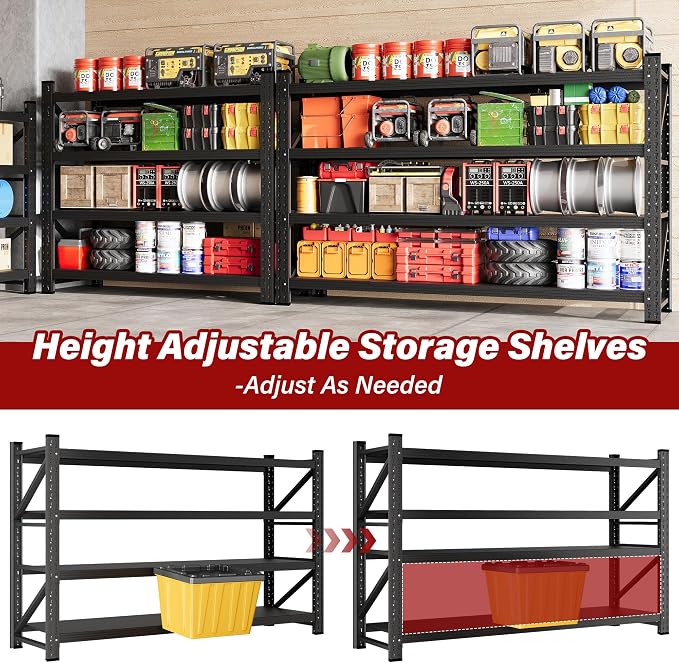 48" Wide Heavy Duty Garage Shelving Units,3000LBS 24 Deep Storage Shelves,Metal Garage Shelves,Large Storage Rack,Steel Shelf,Industrial Shelving for Shop,Warehouse,Basement,48" W x 24" D x 70" H - Image 6