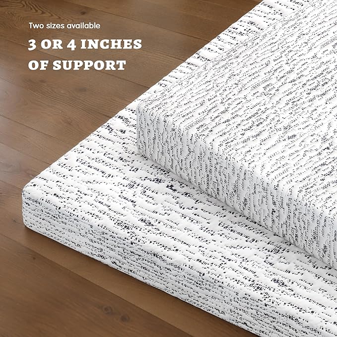 Subrtex 4 Inch Memory Foam Mattress Topper, King Mattress Topper for Pressure Relieving, Soft Breathable Single Bed Toppers Mattress Pads with Removable Washable Cover