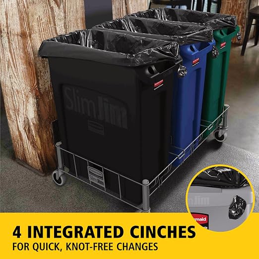 Rubbermaid Commercial Products Slim Jim Plastic Rectangular Trash/Garbage Can With Venting Channels, 23 Gal, Black, for Kitchen/Office/Workspace - Image 4