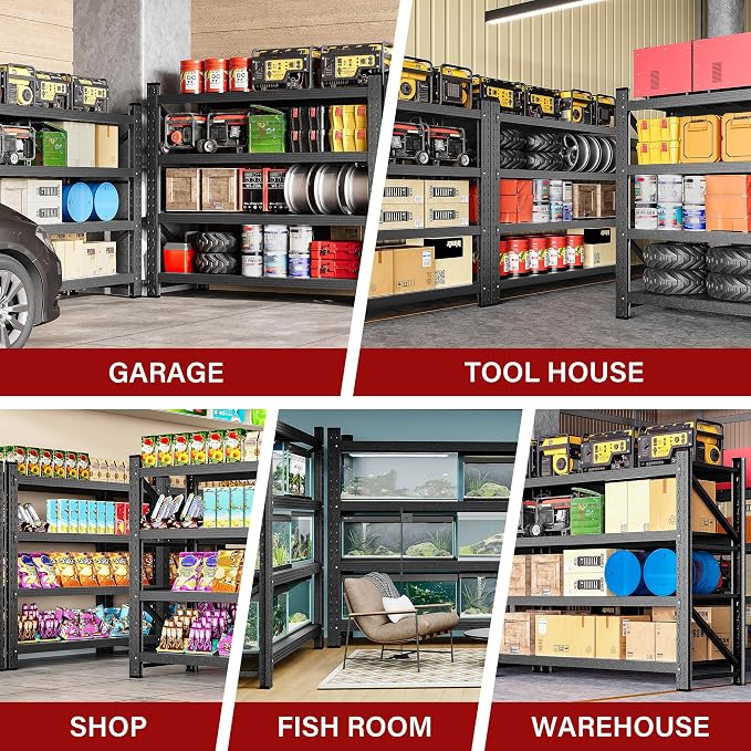 48" Wide Heavy Duty Garage Shelving Units,3000LBS 24 Deep Storage Shelves,Metal Garage Shelves,Large Storage Rack,Steel Shelf,Industrial Shelving for Shop,Warehouse,Basement,48" W x 24" D x 70" H - Image 5