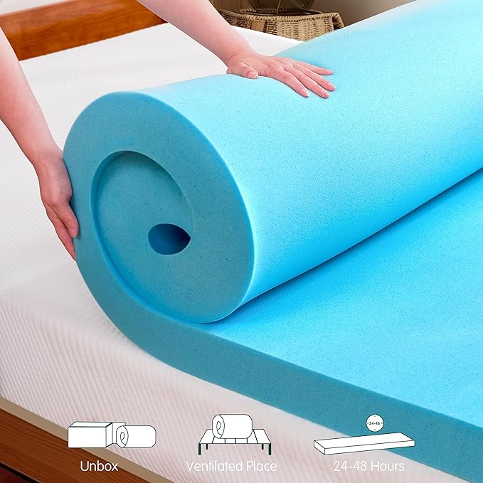 Hokway 3 Inch Mattress Topper Memory Foam Calking Mattress Pad Bed Topper Ventilated High Density Pad, CertiPUR-US Certified