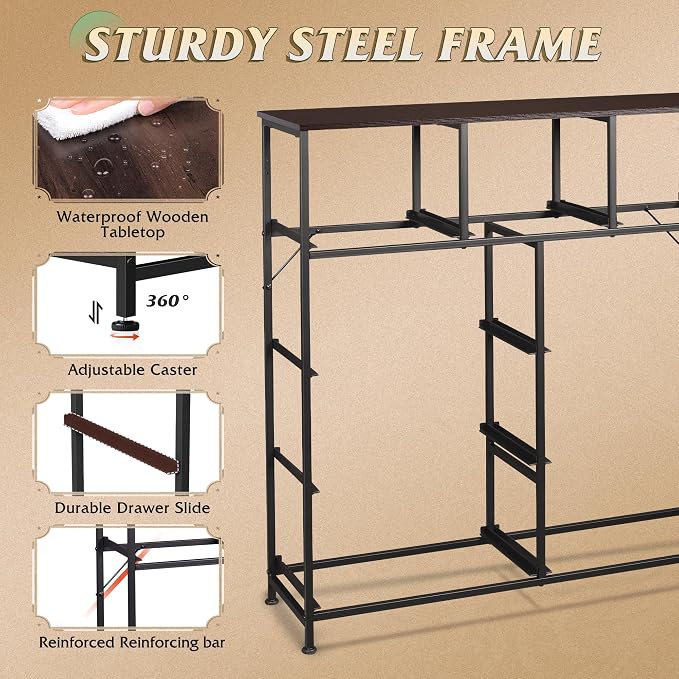 WLIVE 9-Drawer Dresser, Fabric Storage Tower for Bedroom, Hallway, Entryway, Closet, Tall Chest Organizer Unit with Fabric Bins, Steel Frame, Wood Top, Easy Pull Handle, Dark Grey - Image 7