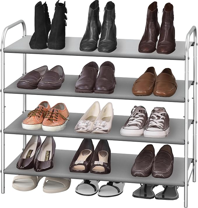 Simple Houseware 4-Tier Shoe Rack Storage Organizer 20-Pair, Grey - Image 4