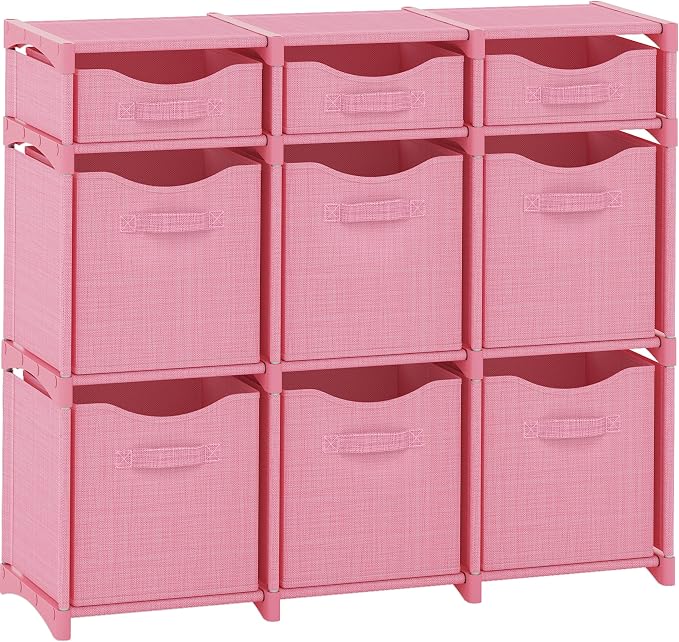 Cube Storage Organizer with Storage Bins Included - The Perfect Closet Organizers and Storage Solution. Includes 9 Storage Cubes, Great For Toy Storage, Closet Storage, Clothes Storage (Pink) by Neaterize