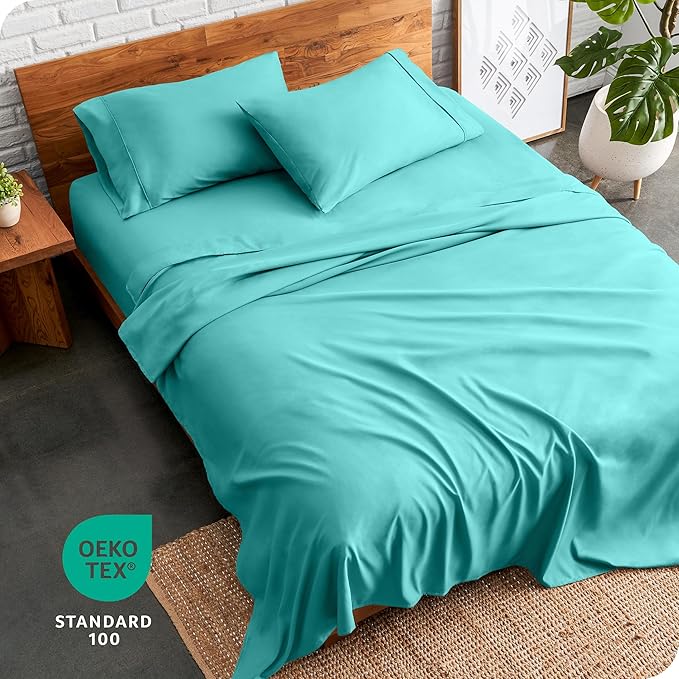 Bare Home Split Head Flex King Sheet Set - 1800 Ultra-Soft Microfiber Bed Sheets - Double Brushed - Deep Pockets - Easy Fit - 4 Piece Set - Bedding Sheets & Pillowcases (Turquoise)