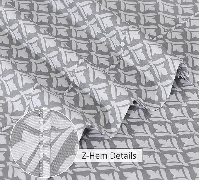 RUVANTI 100% Cotton Sheets – King Size Percale Bedding, Cooling & Breathable Floral Design, Durable with a Crisp, Soft & Comfortable Feel, 16" Deep Pocket, 4-Piece Set, Idiomatic Expression