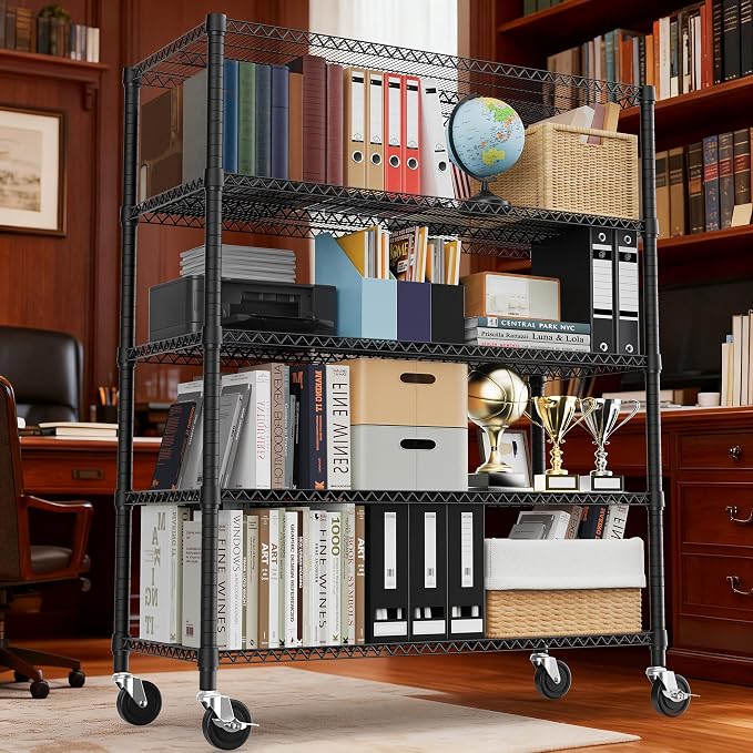 M MZG 3300LBS 53.1" W 5 Tiers Shelf Steel Storage Shelving Utility Shelving Unit Steel Organizer Wire Rack for Home,Kitchen,Office,Garage Black 23.6" D x 53.1" W x 73.6" H - Image 6