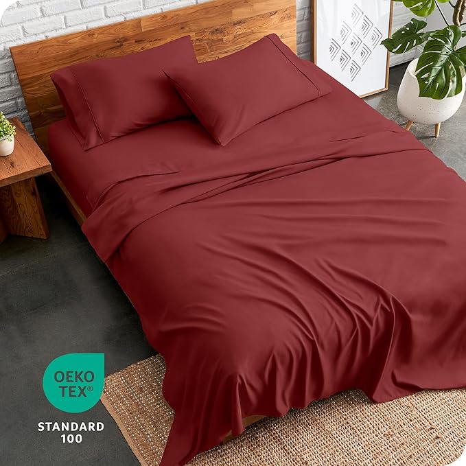 Bare Home Full Sheet Set - 1800 Ultra-Soft Microfiber Full Bed Sheets - Double Brushed - Deep Pockets - Easy Fit - 4 Piece Set - Bedding Sheets & Pillowcases (Full, Rosewood)