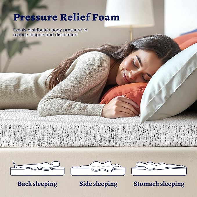 Subrtex 4 Inch Memory Foam Mattress Topper, Twin Mattress Topper for Pressure Relieving, Soft Breathable Single Bed Toppers Mattress Pads with Removable Washable Cover